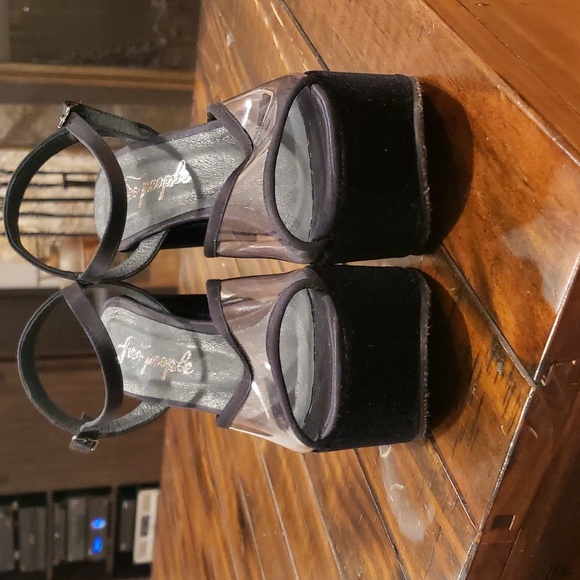 Free people velvet platform clear wedge sandal - Picture 5 of 12